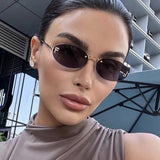 Oval Rimless Sunglasses Male Women Outdoor Shopping Shades